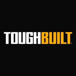 Logotipo TOUGHBUILT em branco e laranja sobre fundo preto