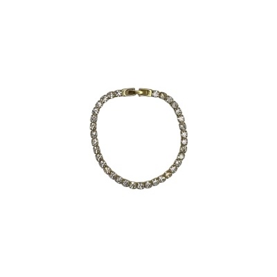 Pulseira tipo tennis com pedras brilhantes e fecho dourado