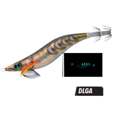 Isca artificial castanha e dourada para pesca com anzóis triplos e penas laranja