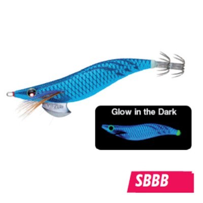 Isca de pesca azul em forma de lula com padrão e anzóis