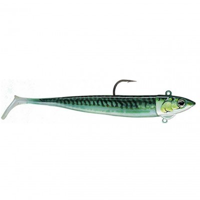 Isca de pesca em forma de peixe mackerel verde e azul com anzol
