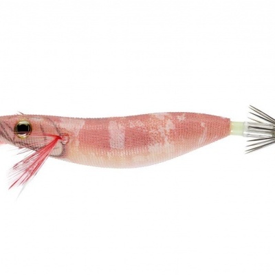 Isco de pesca em forma de camarão cor-de-rosa com anzóis