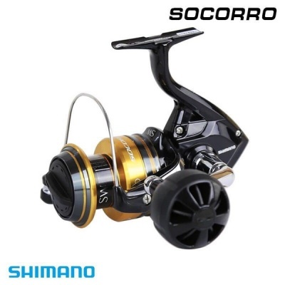 Carreto de pesca Shimano Socorro preto e dourado com manípulo preto