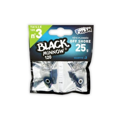 Pacote com duas cabeças de pesca de chumbo Fiiish Black Minnow 120 preto, peso 25g