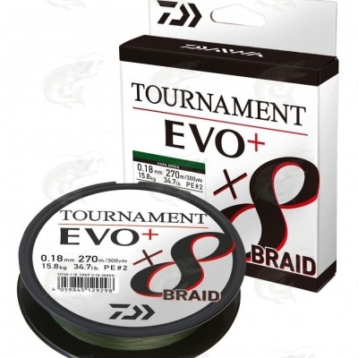 Carretel de linha de pesca Daiwa Tournament EVO+ x8 Braid com embalagem.