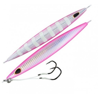 Anzóis artificiais para pesca rosa e branco com anzóis duplos pretos