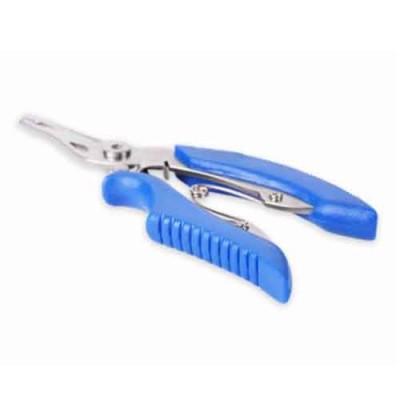 Alicate com punhos azuis e corpo metálico