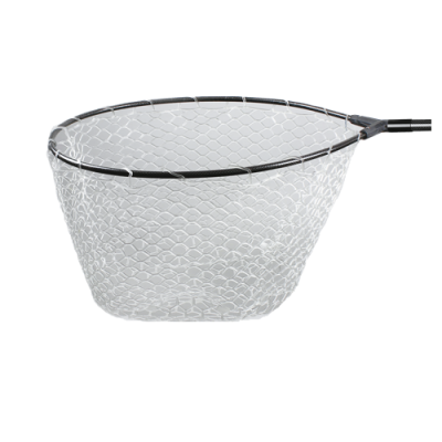 Rede de malha branca com aro e cabo preto