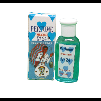 Frasco pequeno de perfume azul com caixa azul e branca com texto e imagem de homem