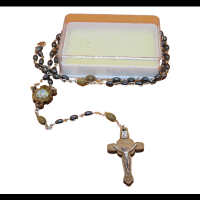 Terço Fátima - Hematite e Madeira