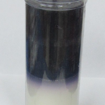 Vela em copo de vidro bicolor branco e preto