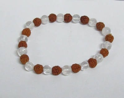 Pulseira Rudraksha e Quartzo Cristal