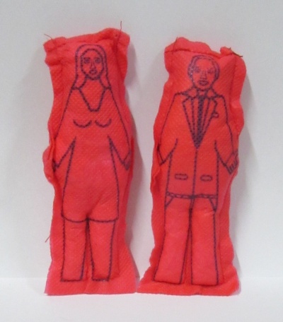 Bonecos de Pano Casal Vermelho