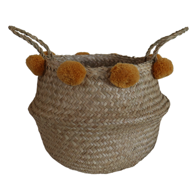 Cesto Belly c/ Pompons - Mostarda Cesto Belly c/ Pompons - Mostarda