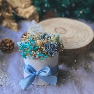 caixinha com vela azul convite madrinha