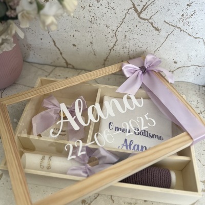 Conjunto lilás com tampa em branco