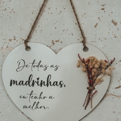 coração MADRINHA com ramo