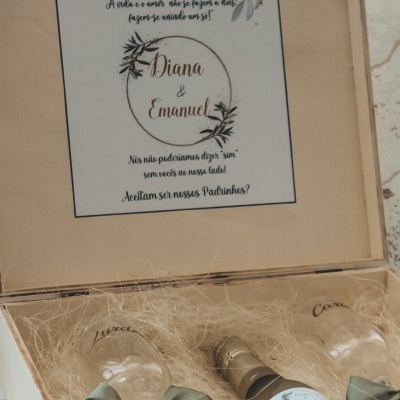 Caixa pedido padrinhos casamento