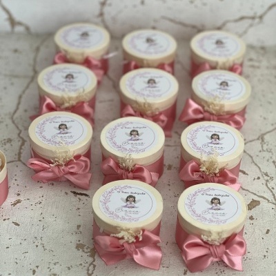 Lembrança dezena em caixa madeira rosa