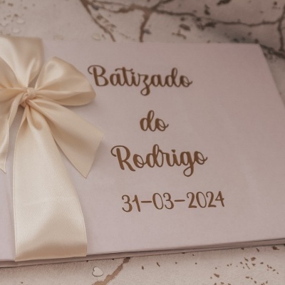 Livro de honra BEGE COM DOURADO