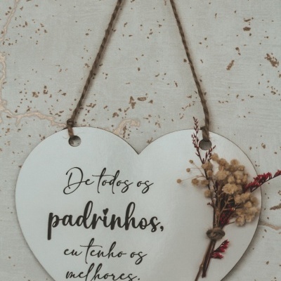 coração PADRINHOS com ramo