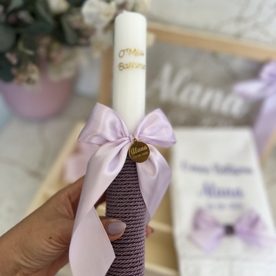 Conjunto lilás com tampa em branco