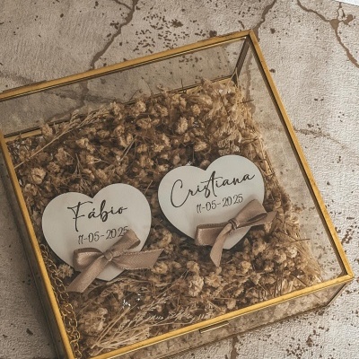 porta alianças coração