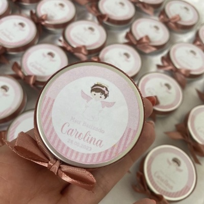 Lembrança dezena com lata tons rosa