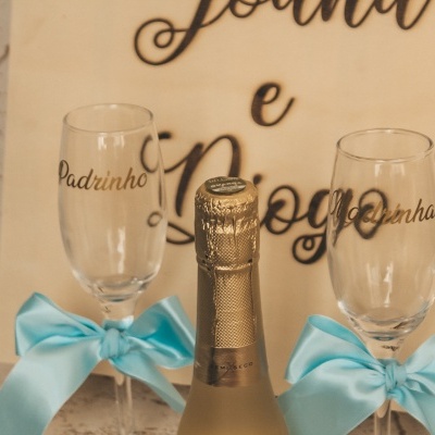 Caixa convite padrinhos azul