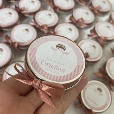 Lembrança dezena com lata tons rosa