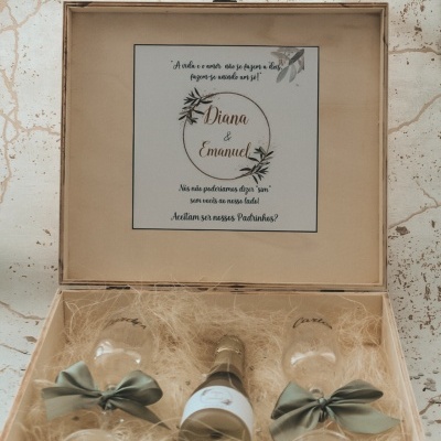 Caixa pedido padrinhos casamento