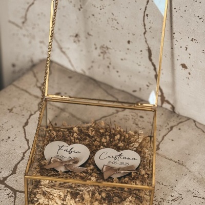 porta alianças coração