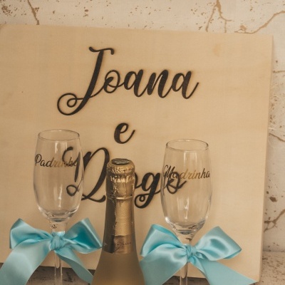 Caixa convite padrinhos azul