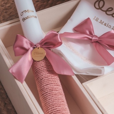 Caixa batismo XXL rosa