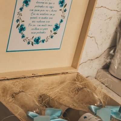 Caixa convite padrinhos azul