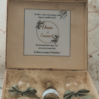Caixa pedido padrinhos casamento