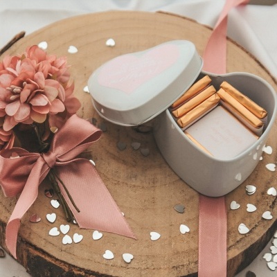 Caixa madrinha ramo + coração