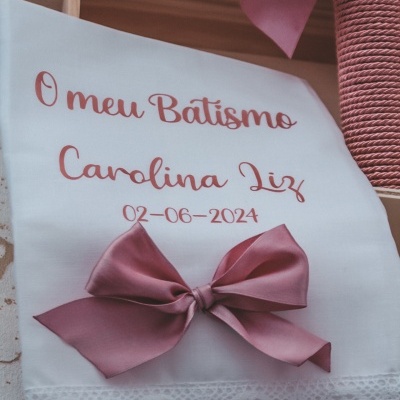 Caixa batismo rosa com branco