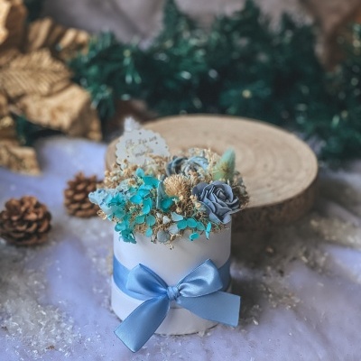 caixinha com vela azul convite madrinha