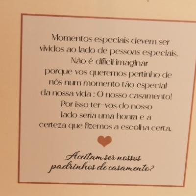 Caixa convite padrinhos dourada