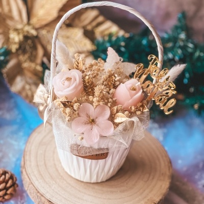 Cestinha flores rosa