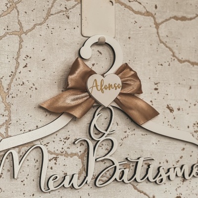 Cabide Meu batismo Dourado