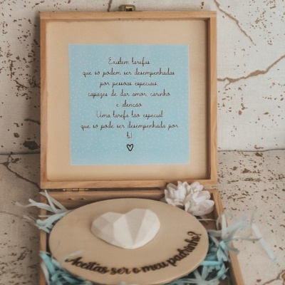 Caixa convite gesso coração azul