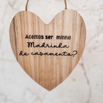 convite coração madrinha noiva