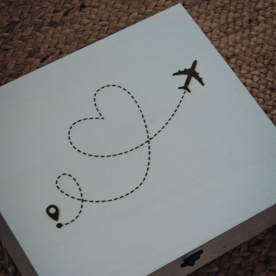 Caixa convite padrinhos tema viagem