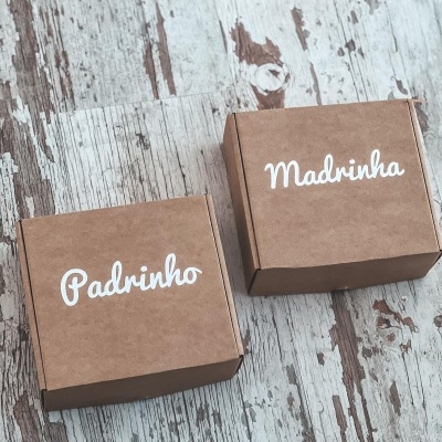 Caixa com porta chave e moldura Padrinho/madrinha