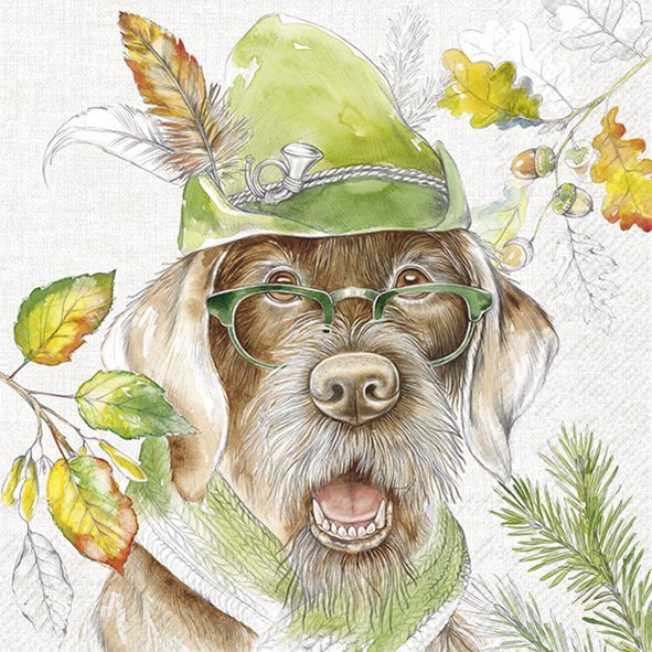 Guardanapos de papel Cão com chapéu e óculos - IHR Guardanapos de papel Cão com chapéu e óculos - IHR