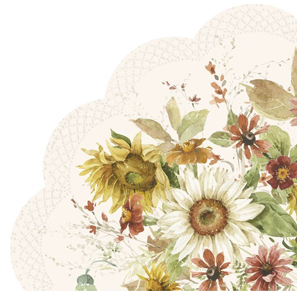 Guardanapos de papel redondos Malmequeres e flores outonais - IHR Guardanapos de papel redondos Malmequeres e flores outonais - IHR