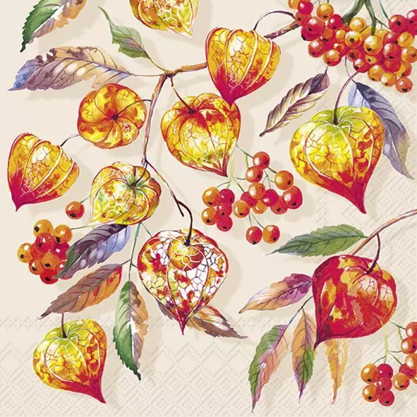 Guardanapos de papel Folhas outonais lichias e bagas - IHR Guardanapos de papel Folhas outonais lichias e bagas - IHR