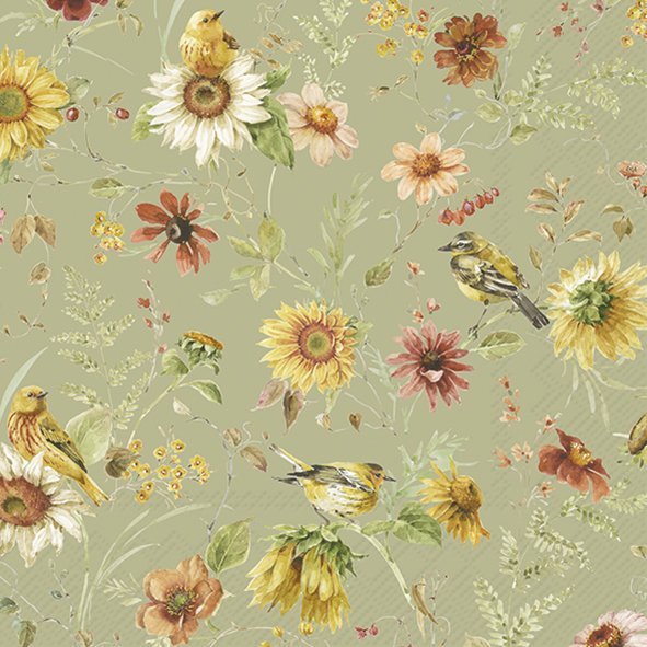 Guardanapos de papel Flores outonais miudinhas verdes - IHR Guardanapos de papel Flores outonais miudinhas verdes - IHR